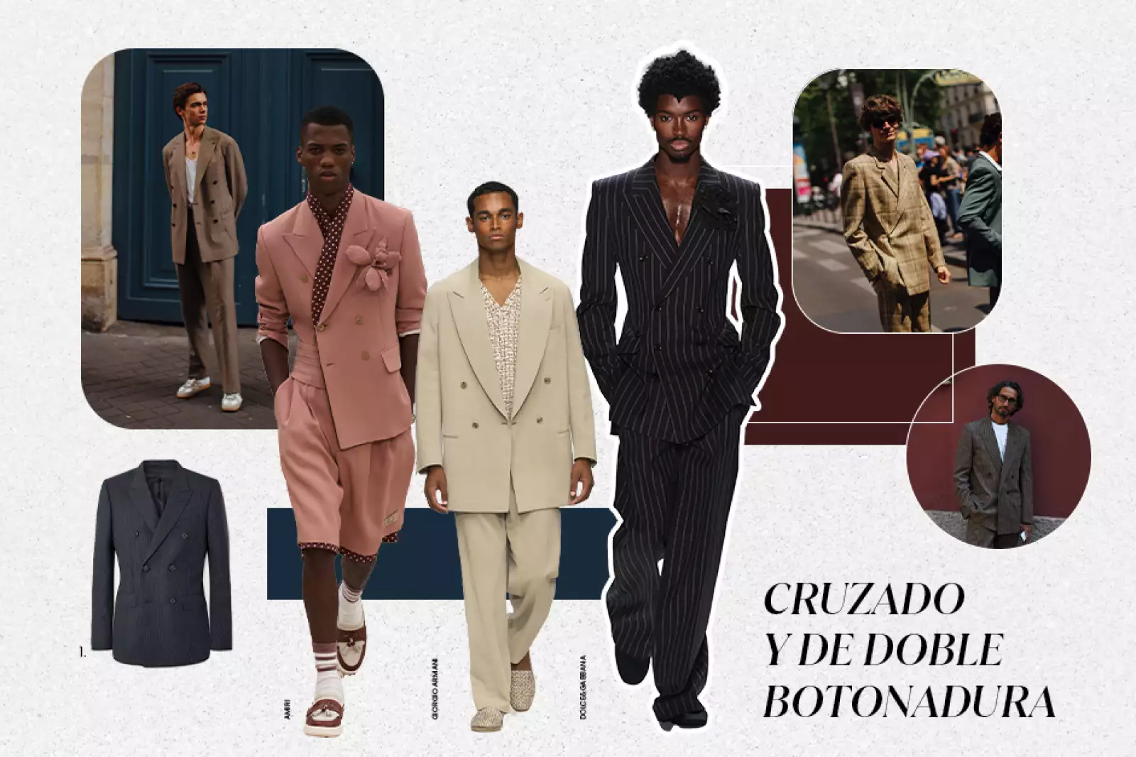 fotos de modelos que visten sacos cruzados con doble botón