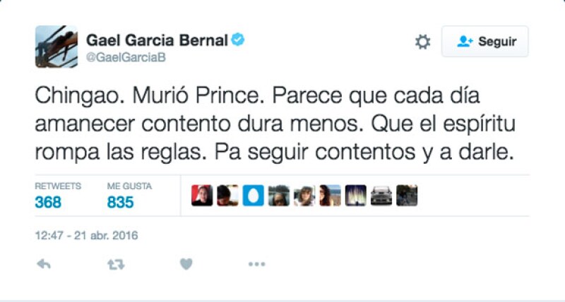 Gael García no se quedó atrás con la lluvia de pésames.