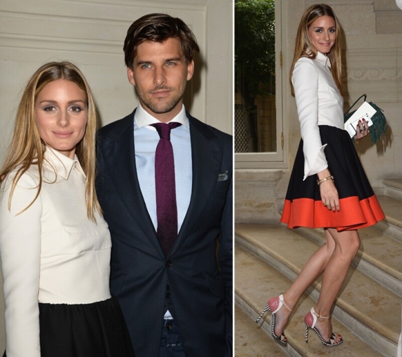 Olivia Palermo se veía feliz y con gran estilo; se dejó ver con su esposo en la pasarela.