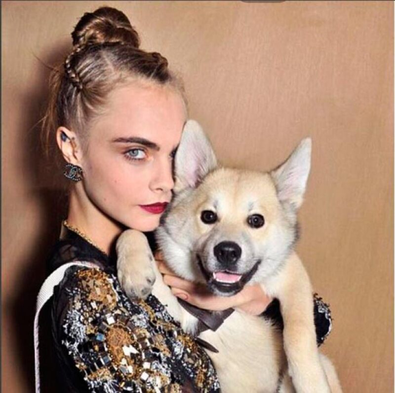 Cara compartió encantadoras fotos junto al perrito.