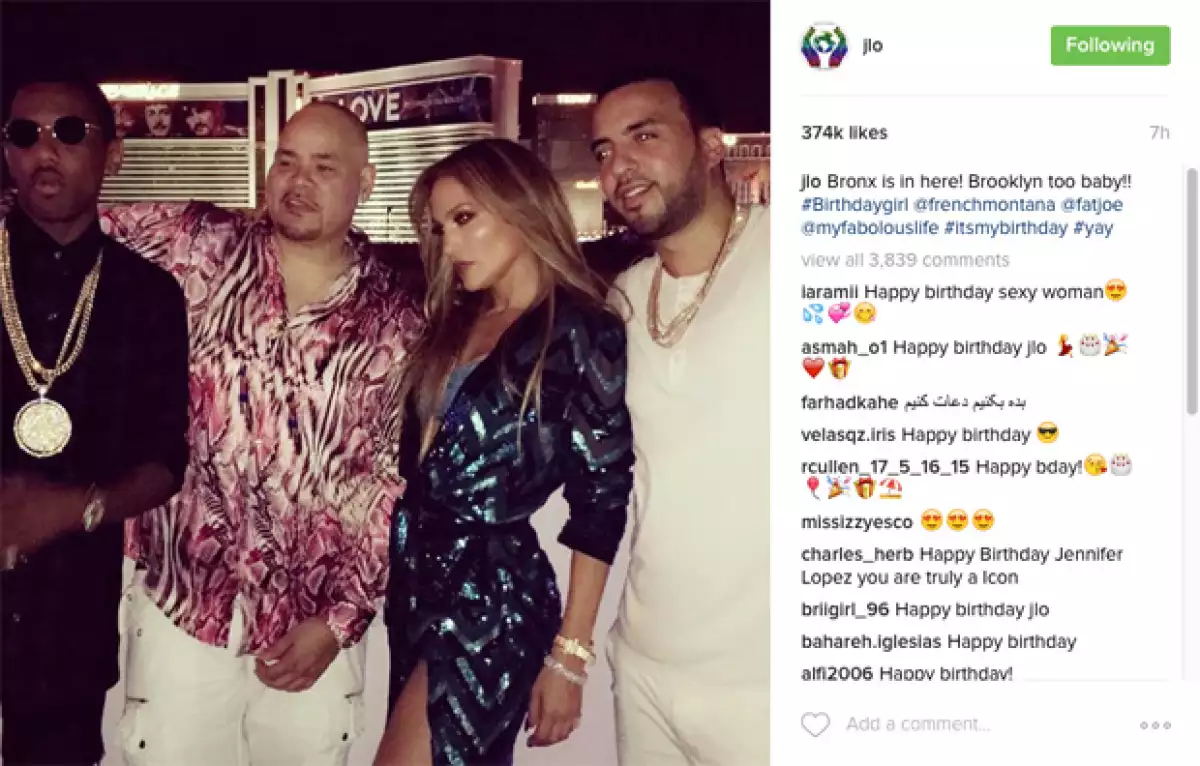 J.Lo publicó sólo esta foto de su festejo de cumpleaños en Las Vegas.