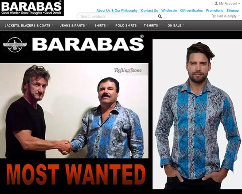 Barabas, la tienda que vende las camisas que usó el capo en su entrevista para Sean Penn, asegura que están por agotarse en su local de Los Ángeles.