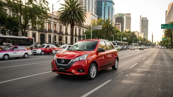 Nissan March 2026 recorriendo las calles de la Ciudad de México.
