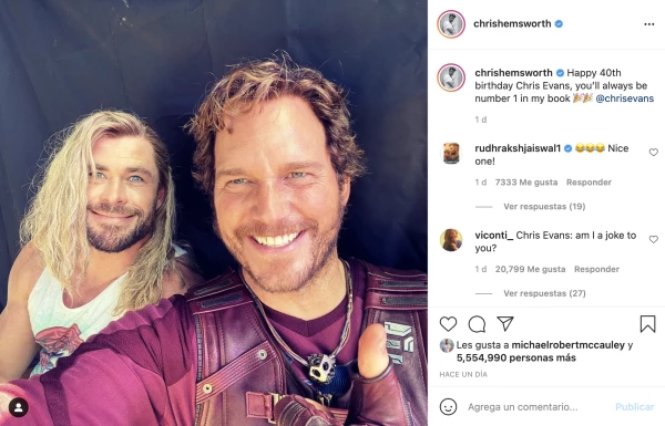 La divertida broma de Chris Hemsworth a Chris Evans por su cumpleaños 40 Chris Hemsworth