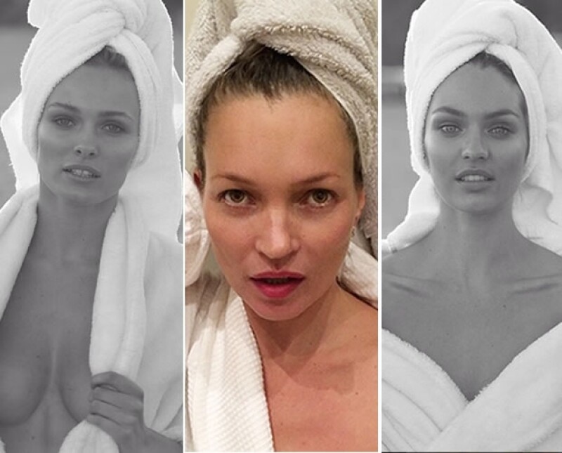 Kate Moss (centro) fue la primera en posar para la `Towel Series´.