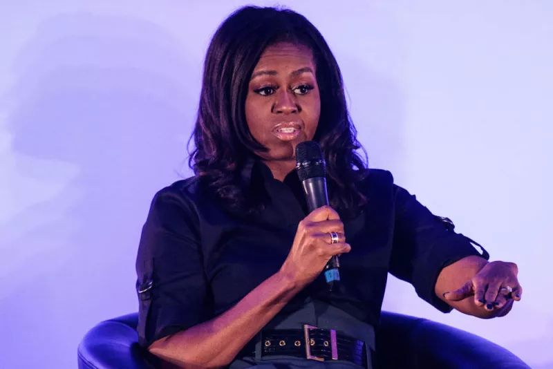 Michelle Obama Visits Pupils At The Elizabeth Garrett Anderson School In North London