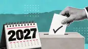 Calendario con el año 2027 y una urna electoral. 