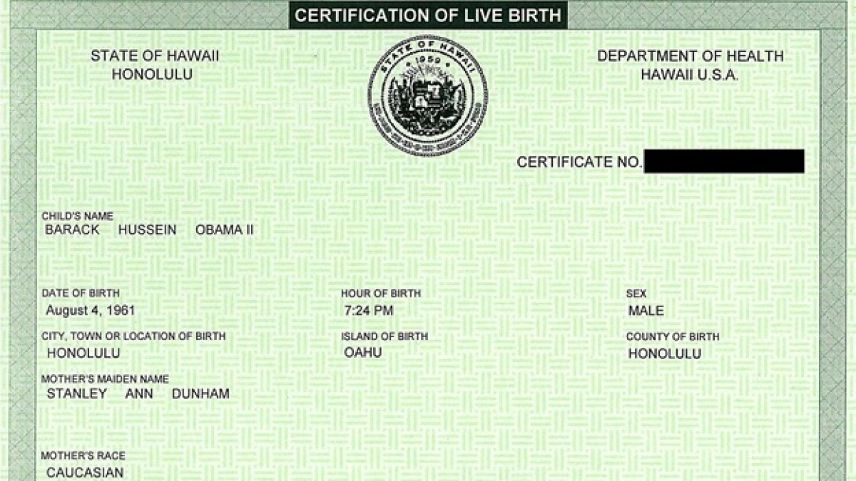 Obama - certificado de nacimiento
