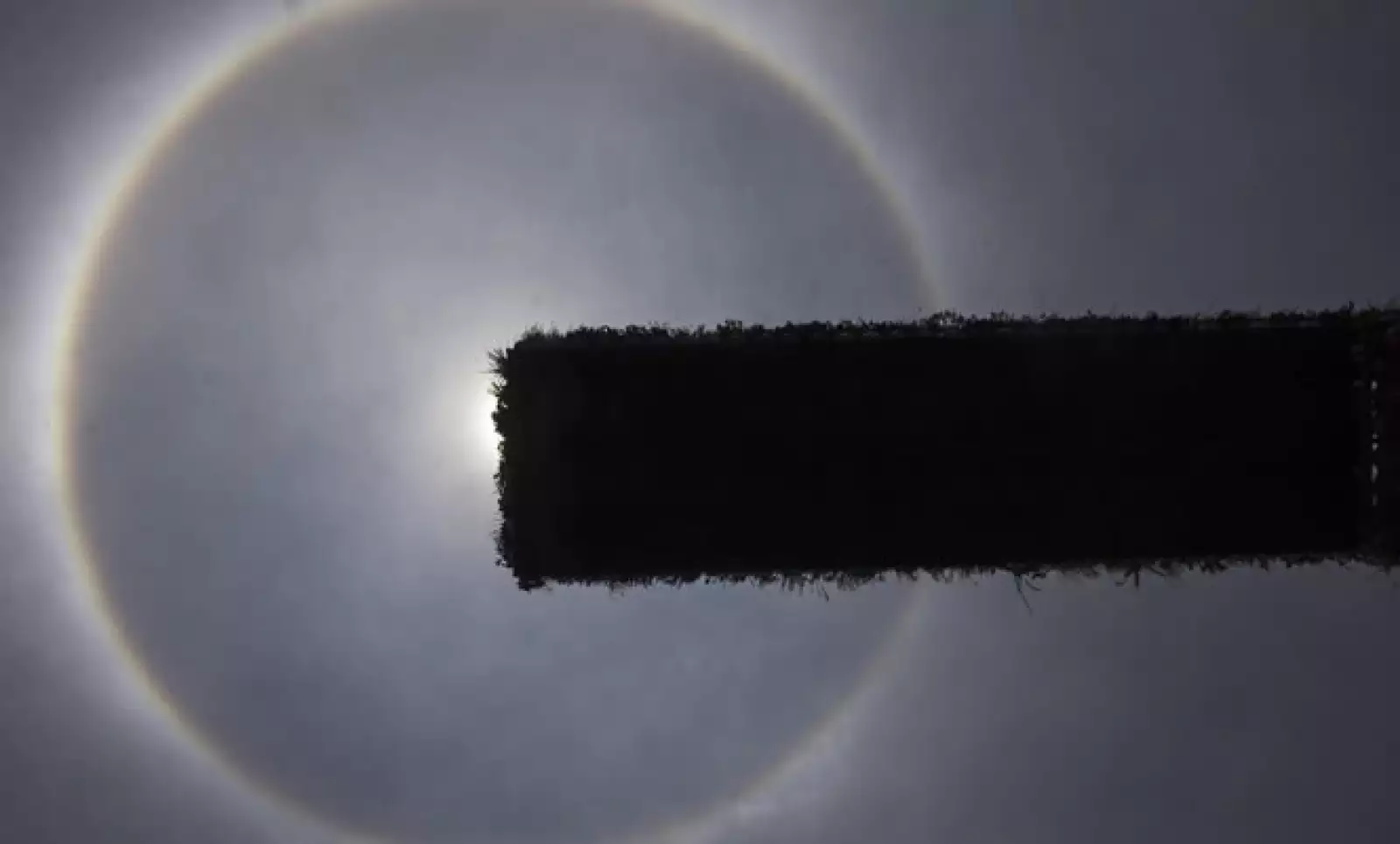 La circunferencia luminosa se produce alrededor del Sol cuando la luz experimenta un fenómeno de Refracción.