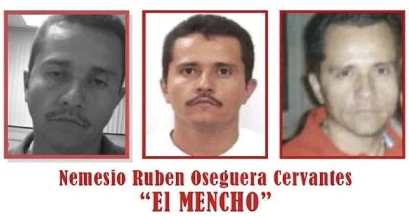 En la imagen aparecen tres fotografías conocidas de Nemesio Oseguera, líder del Cártel Jalisco. 