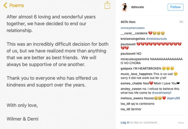 La cantante dio la noticia a través de Instagram.