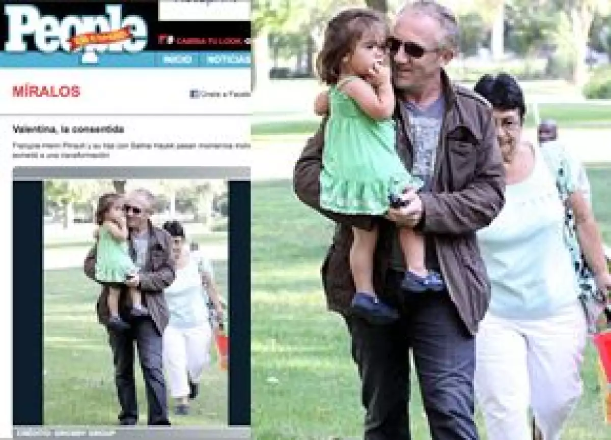 El empresario francés pasó la tarde en el Beverly Glen Park de Los Ángeles al lado de su hija, producto de su relación con la actriz mexicana Salma Hayek.