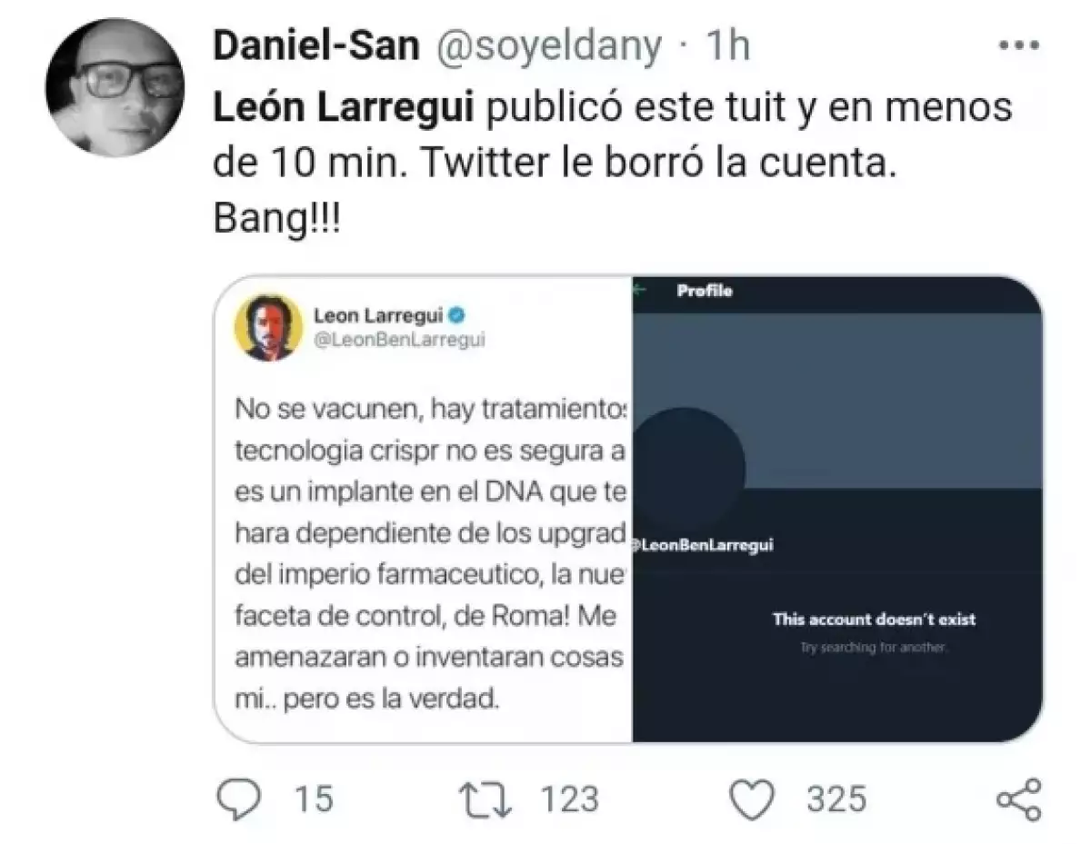 Respuesta Tweet León Larregui