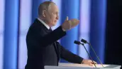 El presidente ruso Vladimir Putin da un discurso. 