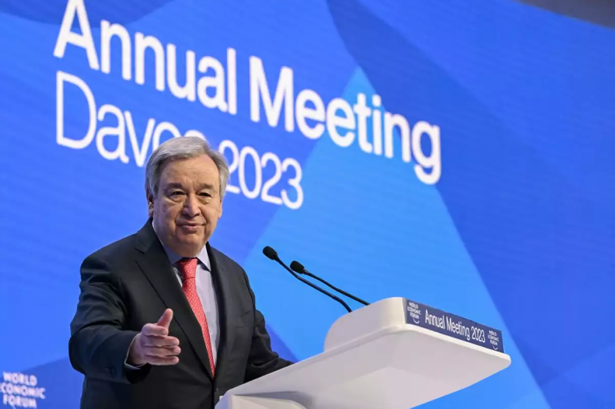 El secretario general de Naciones Unidas, Antonio Guterres, dirige un discurso en el Foro Económico Mundial (WEF), En Davos, Suiza.