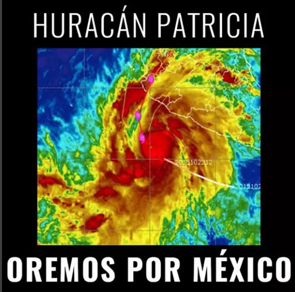El cantante posteó esta imagen de la trayectoria del huracán.