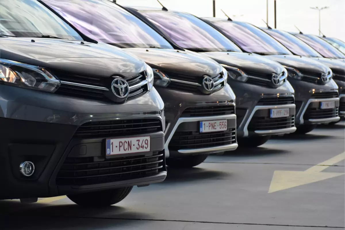 Toyota Proace vehicles on the parking