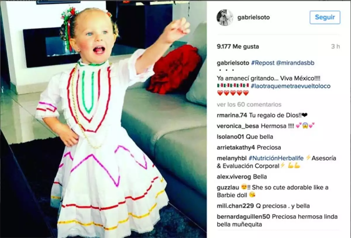 La pequeña hija de Gabriel amaneció gritando "¡Viva México!".