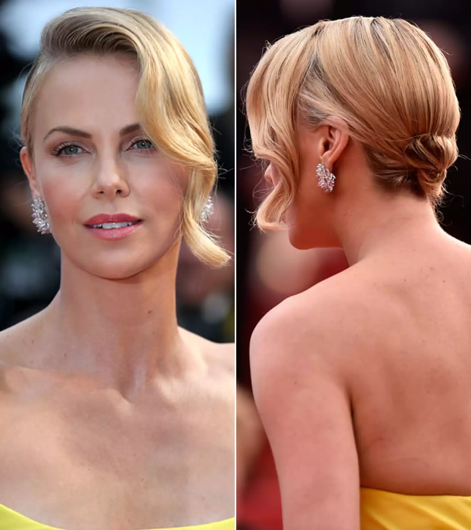 Es imposible dejar de ver a Charlize Theron. Con el pelo en un estilo muy french glam, la actriz llevó labios rosa pálido y poca sombra acentuando el increíble peinado.