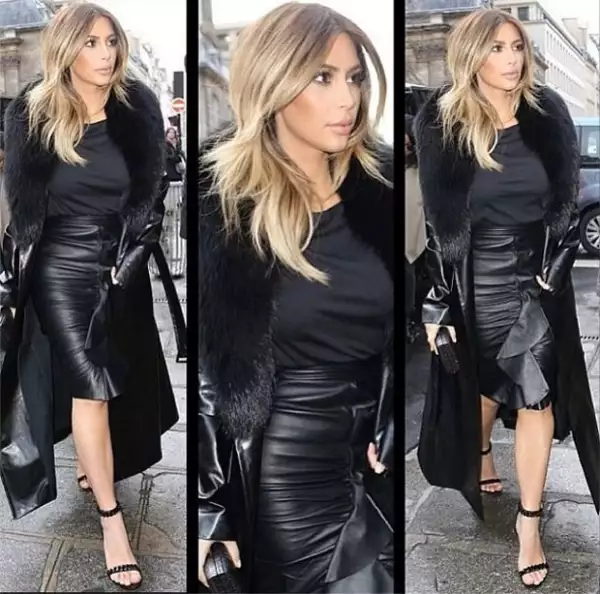 Kim Kardashian fue captada luciendo este total black mientras hacía compras en tiendas exclusivas en París.