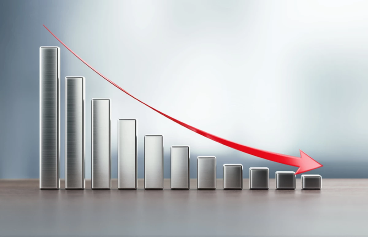 Financial Chart On Wood Surface Showing Drastic Decreasing