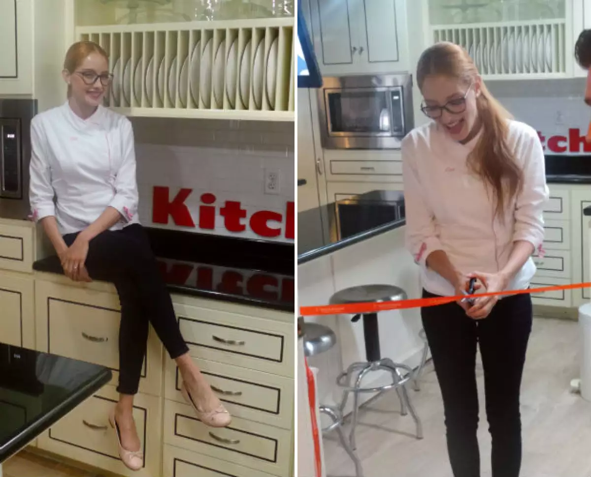 Acompañamos a la actriz y cantante hasta la cocina para ser testigos, paso a paso, de la elaboración de un delicioso pastel, y la artista dejó ver su expertise en esta área.