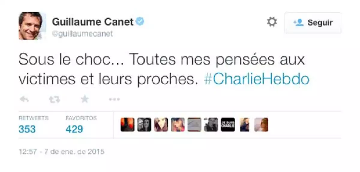 Los actores franceses también expresaron su sentir en redes sociales.