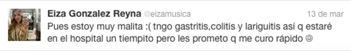 La actriz reveló en su Twitter su decisión de ingresar al hospital.