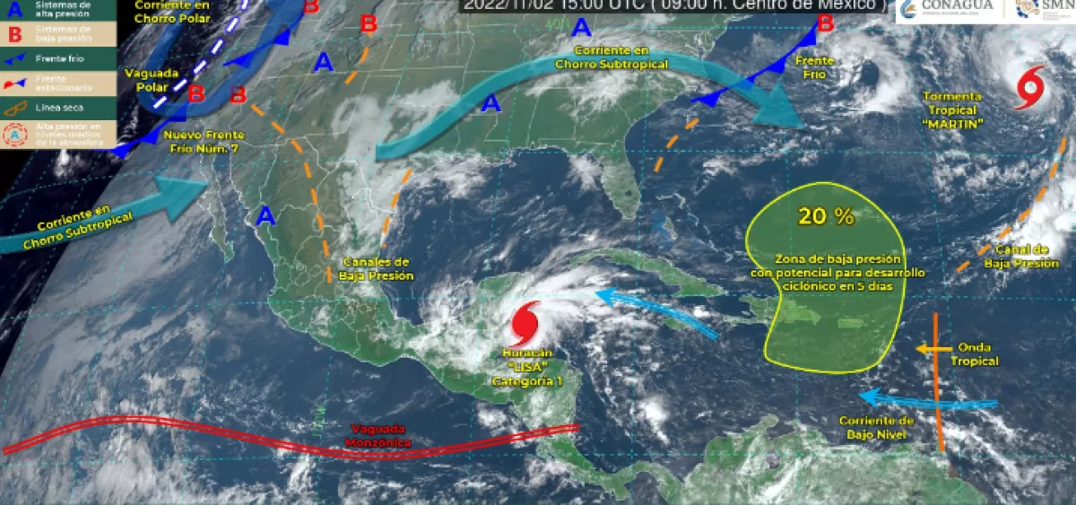 El frente frío 7 2022 llegará este 2 de noviembre, prevé el Servicio Meteorológico Nacional.