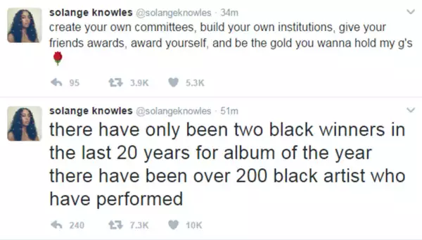 Tuits de Solange vs twitter