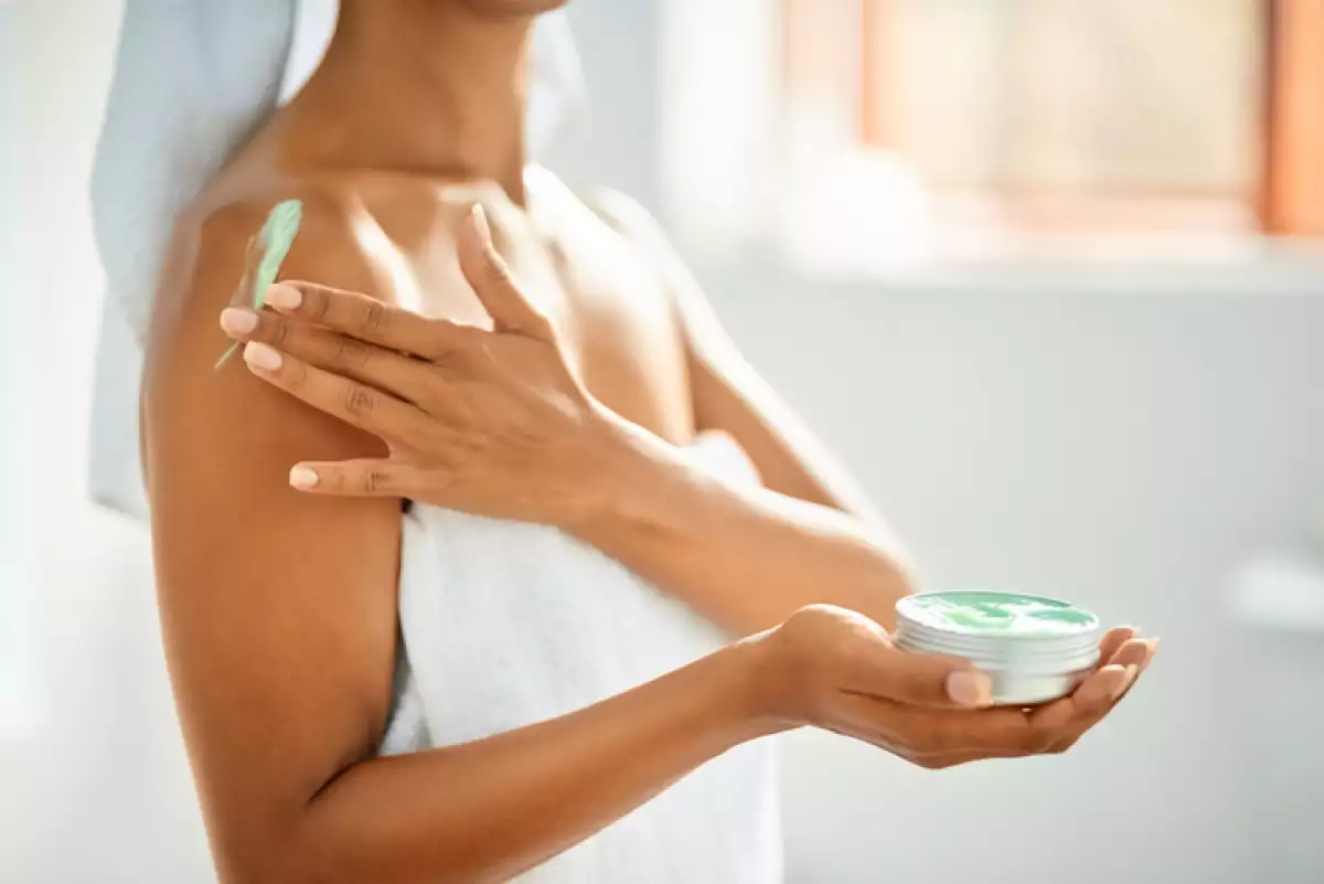 Taking care of her skin