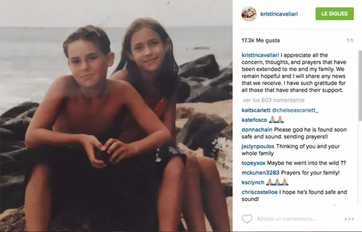 Kristin publicó un mensaje en Instagram agradeciendo la preocupación de la gente por su hermano.