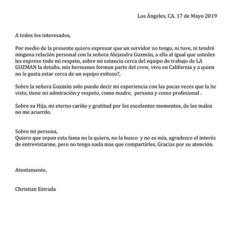 Comunicado Christian Estrada