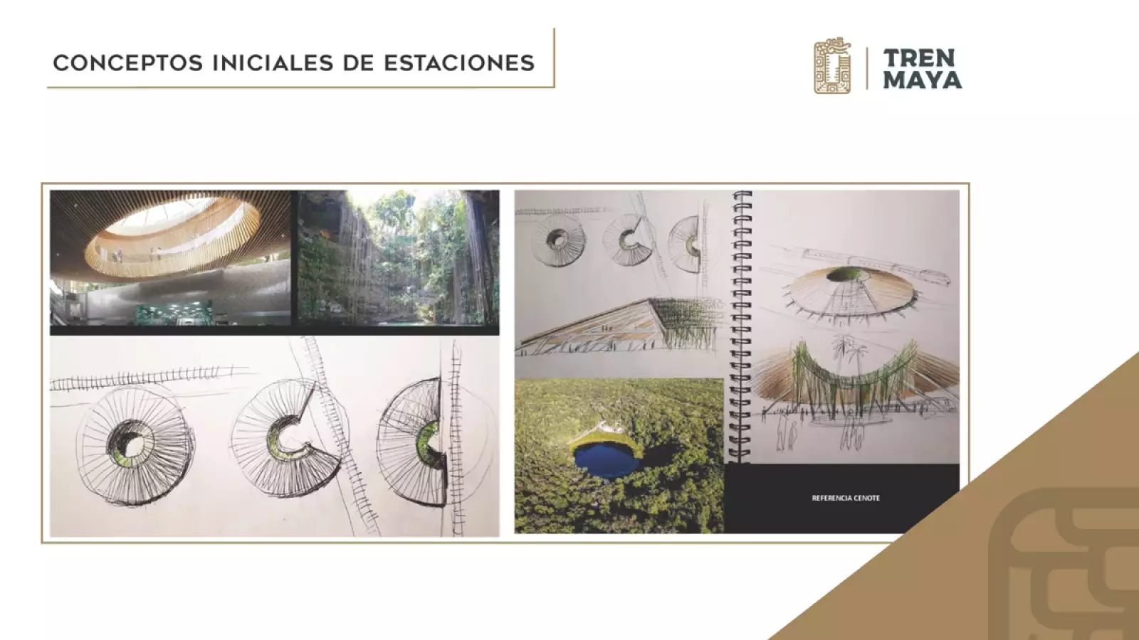 Primeros diseños de las estaciones del Tren Maya