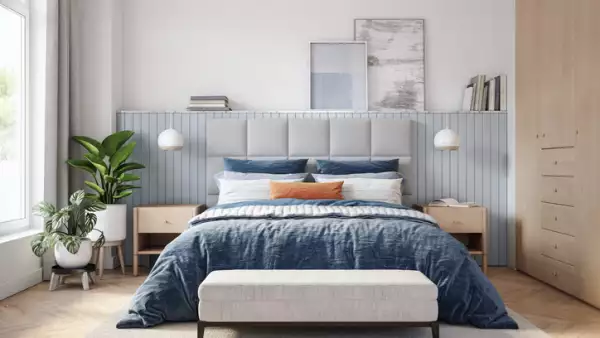 Habitación en tonos azules
