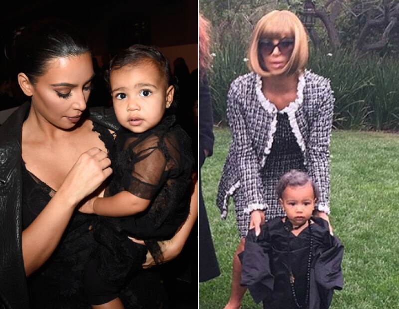 Kim Kardashian y North West como Ana Wintour y Andre Talley de la revista Vogue