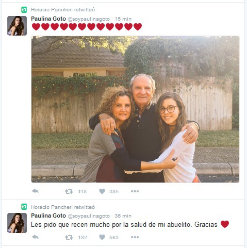 Horacio mostró su apoyo a su novia con un retuit.