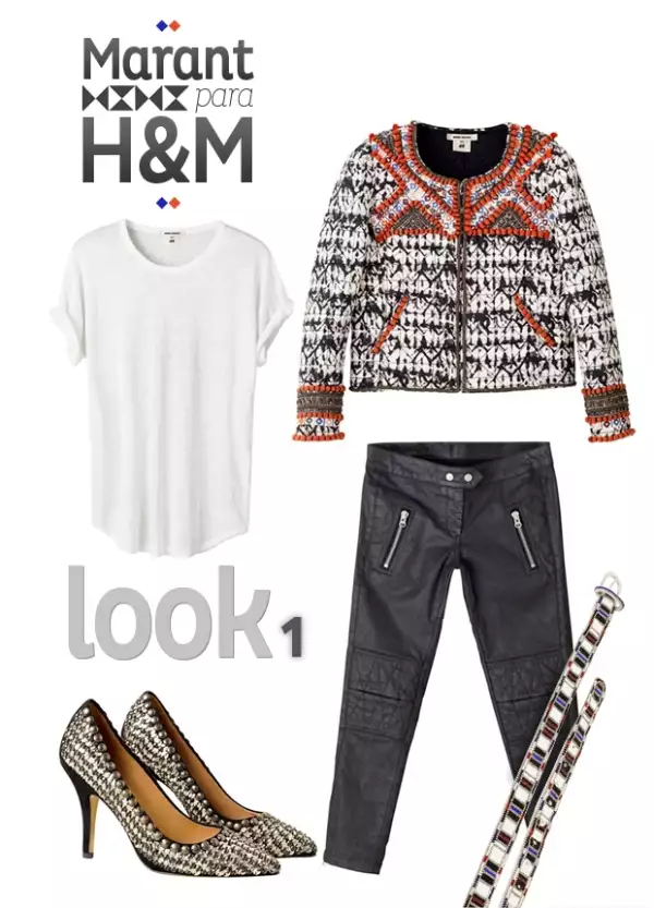 El look 1 consta de colores y texturas.