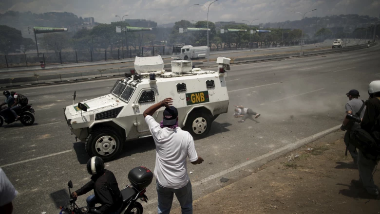 Opposition demonstration near the Generalisimo Francisco de Miranda Airbase "La Carlota" in Caracas