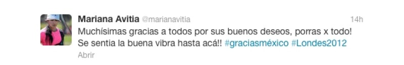 Así agradeció Mariana el apoyo de México.