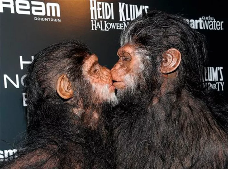 La top model sorprendió con su disfraz de simio en la fiesta de Halloween que organiza cada año. Pero no fue sola también su esposo Seal se puso `mono´.