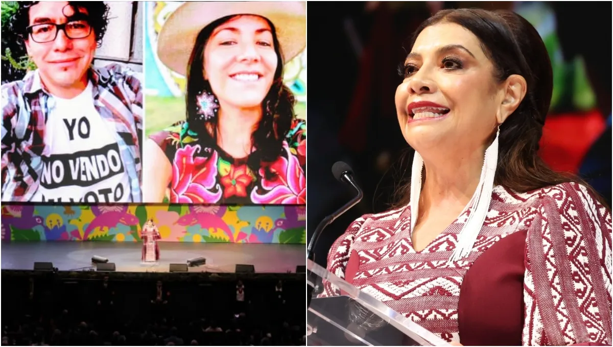 Ximena Guzmán y José Muñoz (lado izquierdo) y Clara Brugada (lado derecho). 