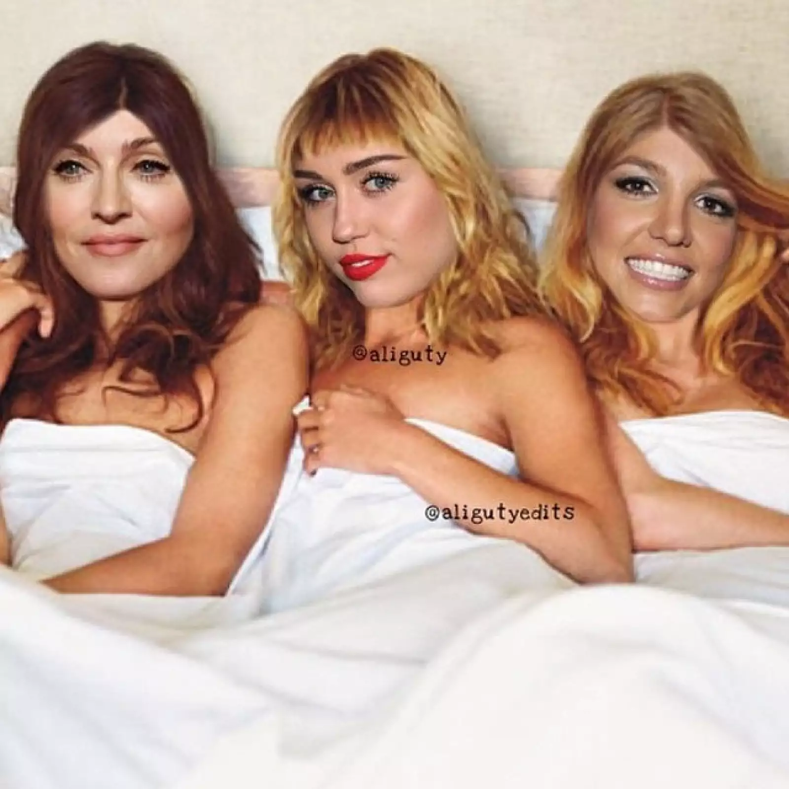 Miley compartió este montaje con Madonna y Britney.
