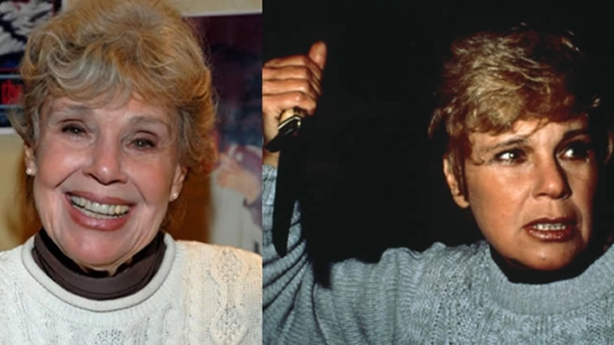 Betsy Palmer en 2011 y en su papel como 'Mrs. Voorhees' en un clásico del cine de terror