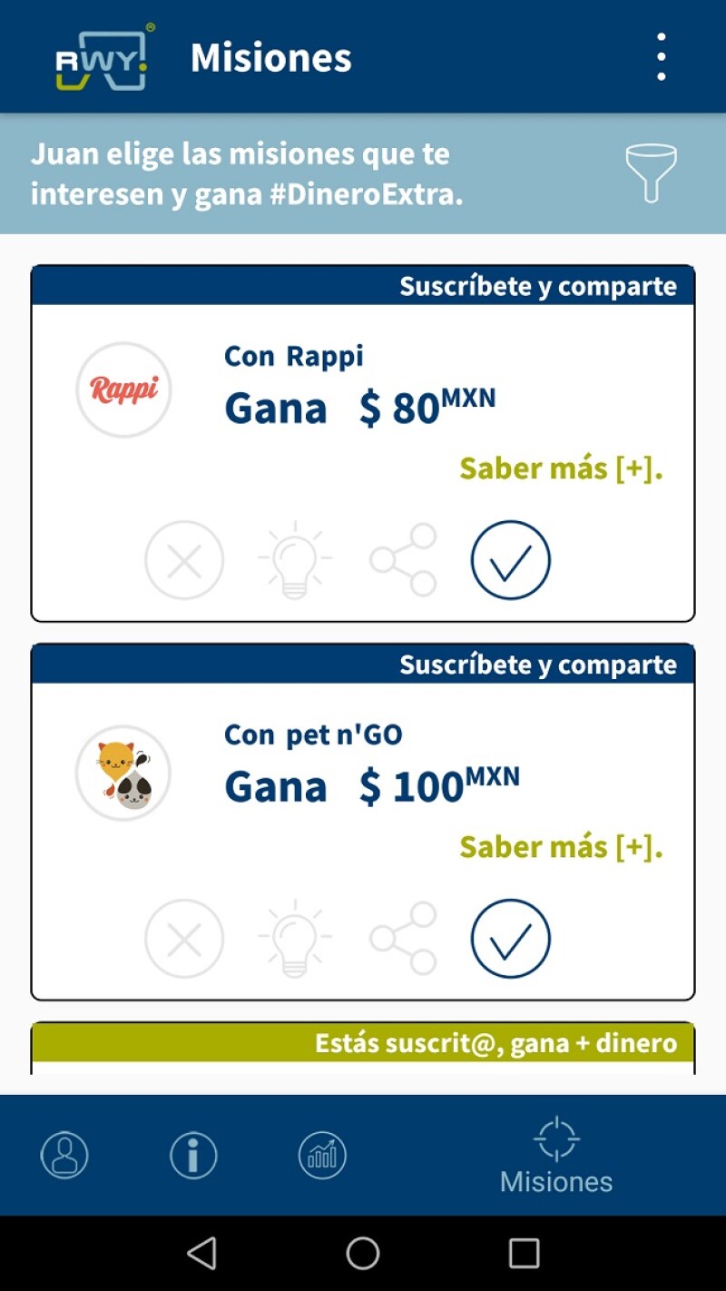 Elige tus misiones.