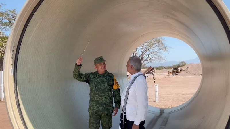 El presidente AMLO supervisa obras Rosamorada y Ruiz, Nayarit.
