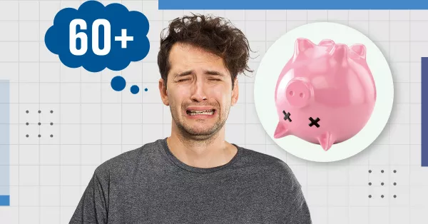 Imagen de un hombre joven con cara de sufrimiento al pensar en su pensión. 