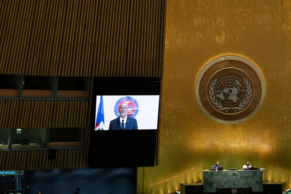 El primer ministro de Haití se dirige via remota a la Asamblea General de la ONU. 