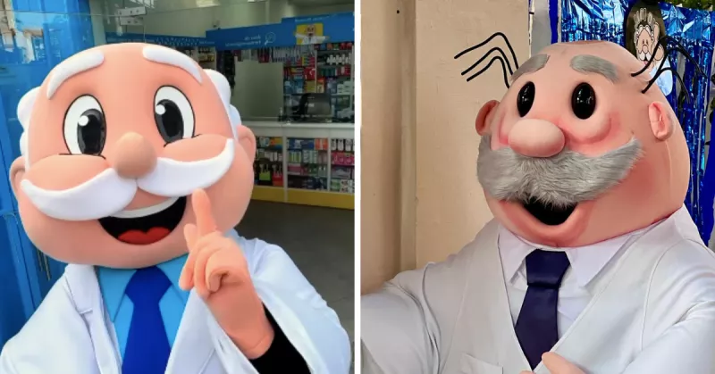 El Dr. Guali es representado por un personaje con bata blanca, bigote y cabello canoso, características que usuarios compararon con el Dr. Simi.