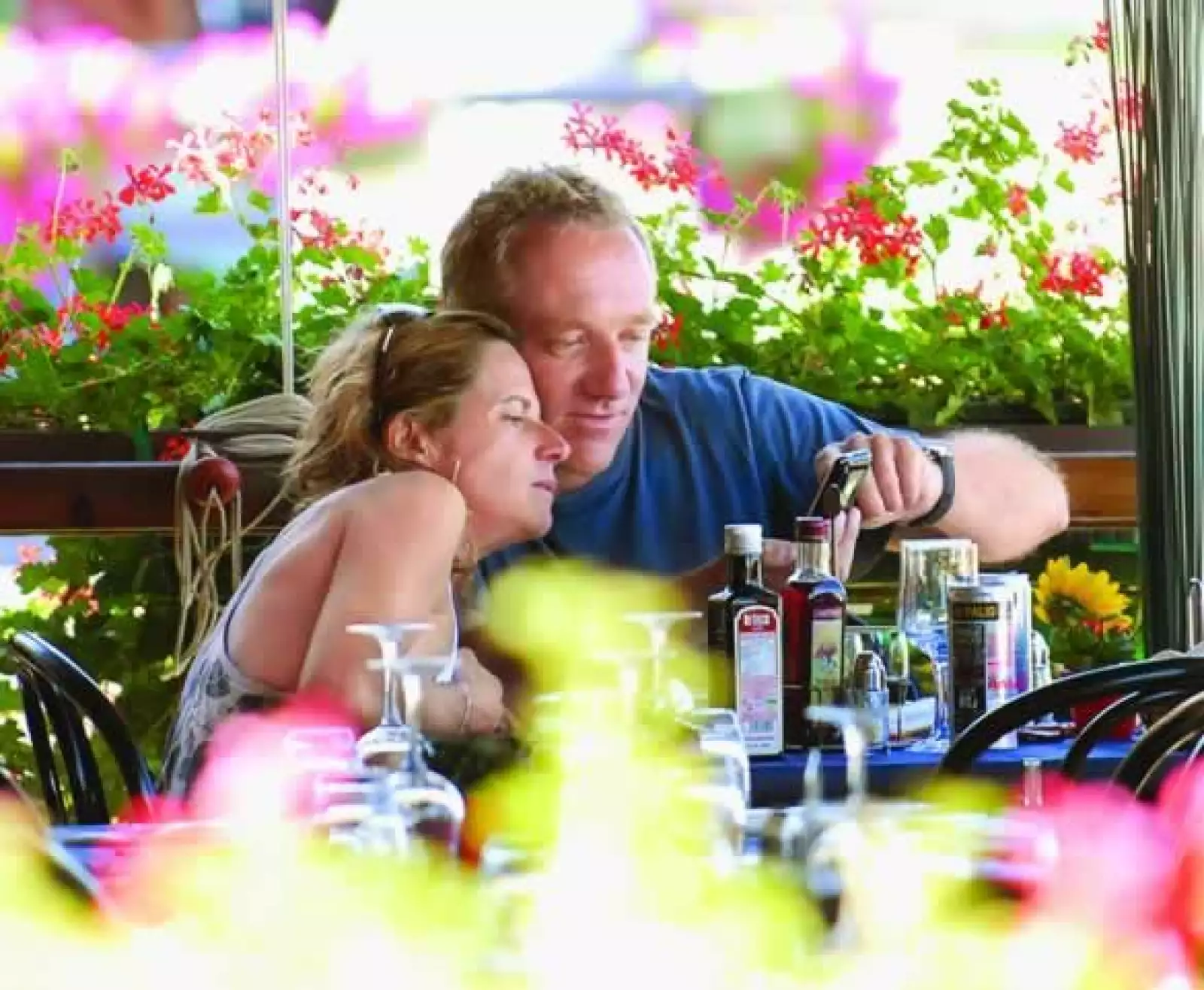 LA DEL RECUERDO. Se tomaron fotos en un restaurante de la Toscana.